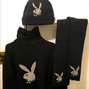 Sweater Playboy black/ grey lambs wool set
